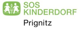 Logo SOS Kinderdorf Logo von SOS-Kinderdorf Prignitz mit zwei Kindern und grünem Schriftzug.